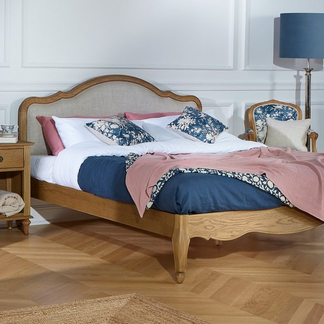 Lit 160x200 en chêne HENRY Couleur teinte claire <span itemprop=