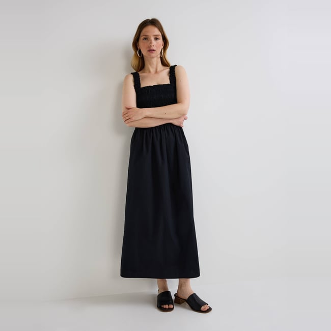 Robe smockée sans manches en coton - MONOPRIX