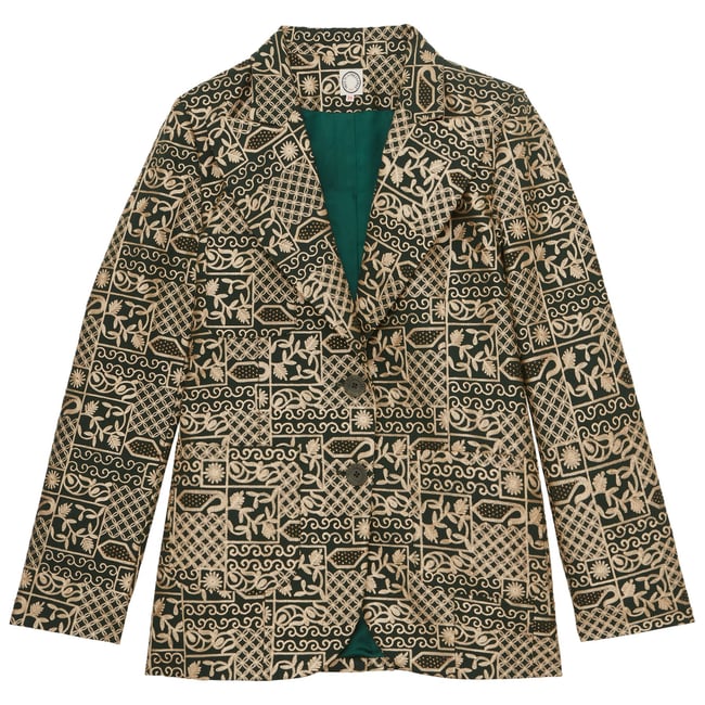 Veste Thadee en coton brodé vert marron <span itemprop=