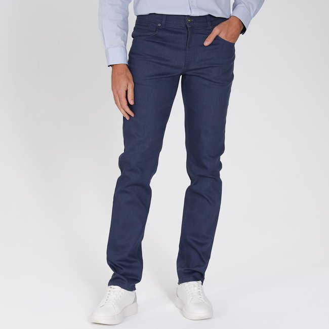 Pantalon coupe regular en coton PIERO marine <span itemprop=