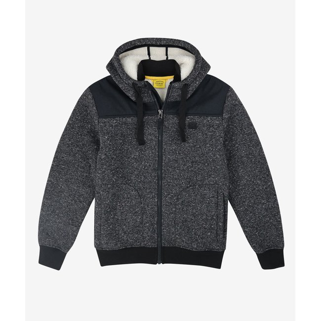 Polaire à capuche doublée sherpa P0SWERPA gris foncé <span itemprop=