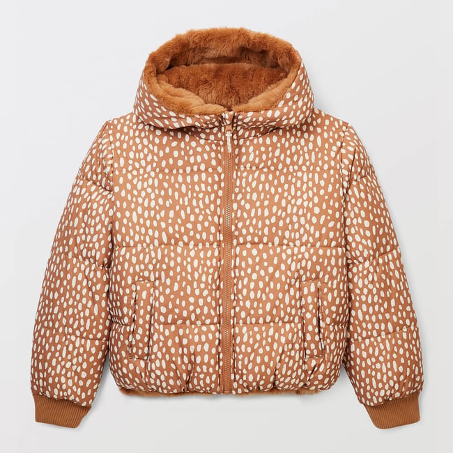 Doudoune imprimé réversible à capuche poulain <span itemprop=