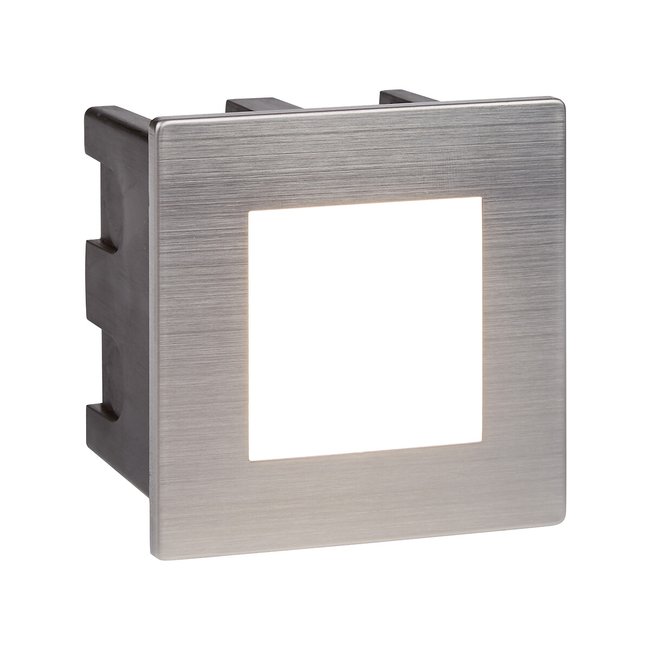 Indoor/Outdoor Recessed Stainless Steel Square LED Wall Light with Opal Diffuser, silver-coloured, SO'HOME