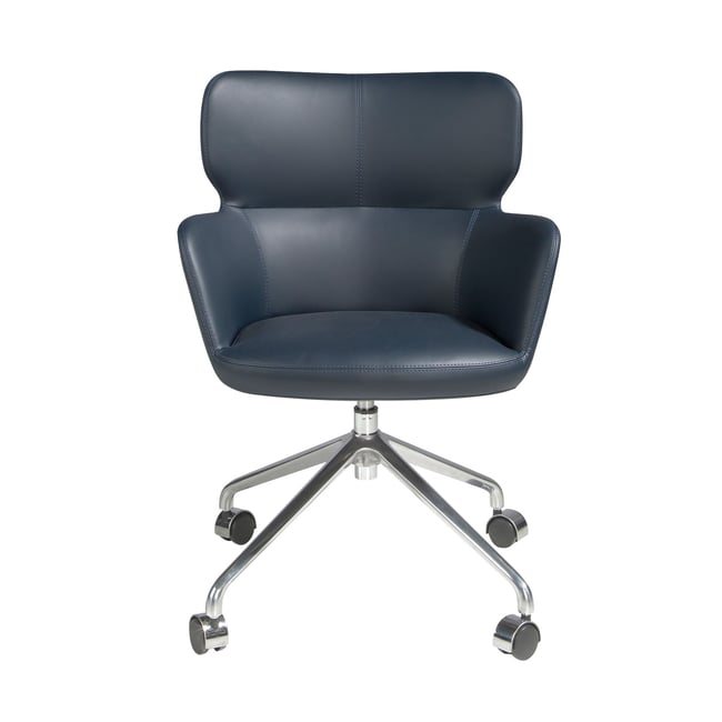 Chaise de bureau pivotant en similicuir bleu Couleur bleu | acier <span itemprop=