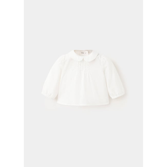 Blouse à col Claudine blanc cassé <span itemprop=