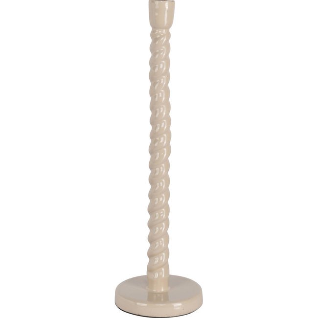 Bougeoir torsadé en aluminium Couleur tapioca <span itemprop=