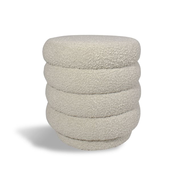 Pouf tissu en bouclette, LINUS Couleur beige <span itemprop=
