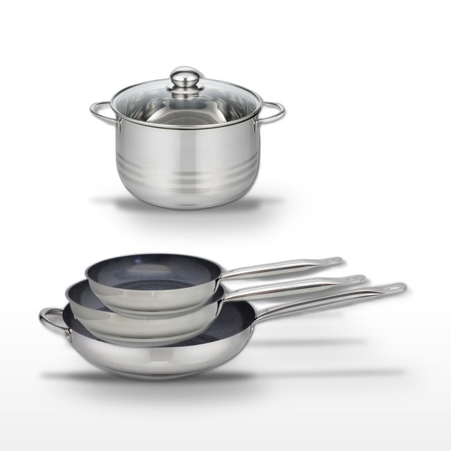 3 poêles 24/28/32cm + 1 faitout 16cm PROFI THERM PLATINUM gris|noir <span itemprop=