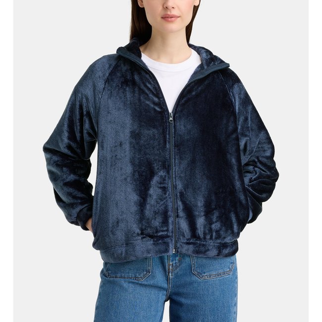 Veste zippée banil velours doux bleu marine <span itemprop=