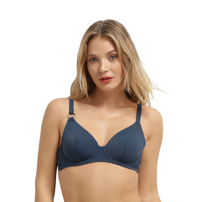 Haut de maillot de bain foulard avec armatures Silhouette bleu foncé <span itemprop=