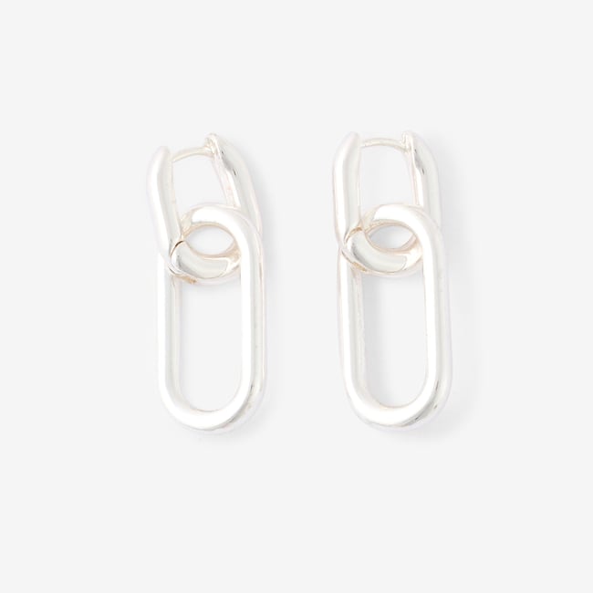 Boucles d'oreilles anneaux rectangulaires argentés argenté <span itemprop=