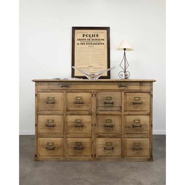 Grand meuble de métier à tiroirs Fernand N°384 - Bon état Couleur bois clair <span itemprop=