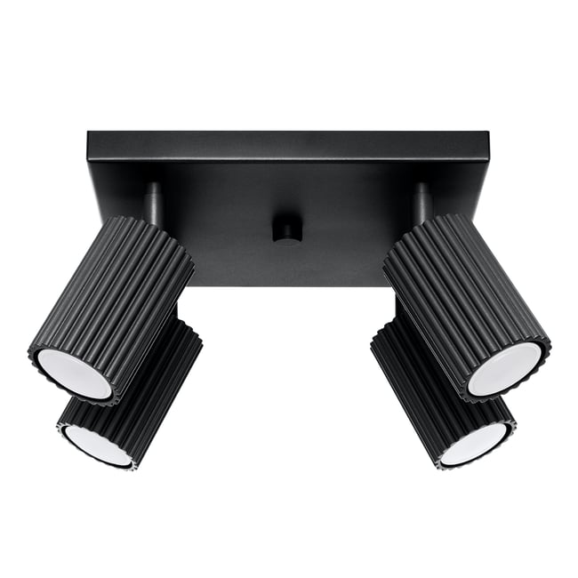 Plafonnier Aluminium Noir GU10 4 Karbon Couleur noir <span itemprop=