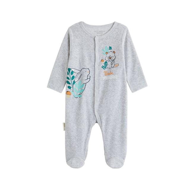 Pyjama bébé en velours Ebana gris <span itemprop=