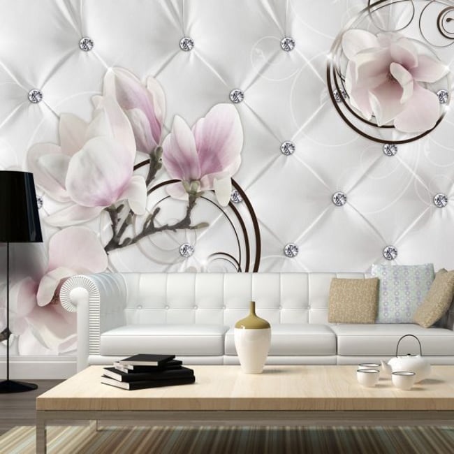 Papier peint intissé panoramique Fleurs Flower Luxury Couleur rose <span itemprop=