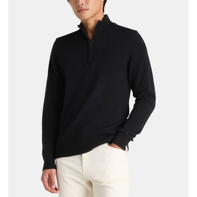 Pull roolcam en laine d'agneau noir <span itemprop=