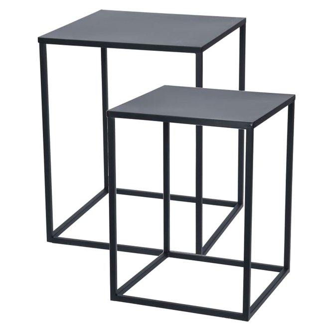 Set de 2 tables basses en métal noir 35x35x45cm Couleur noir <span itemprop=