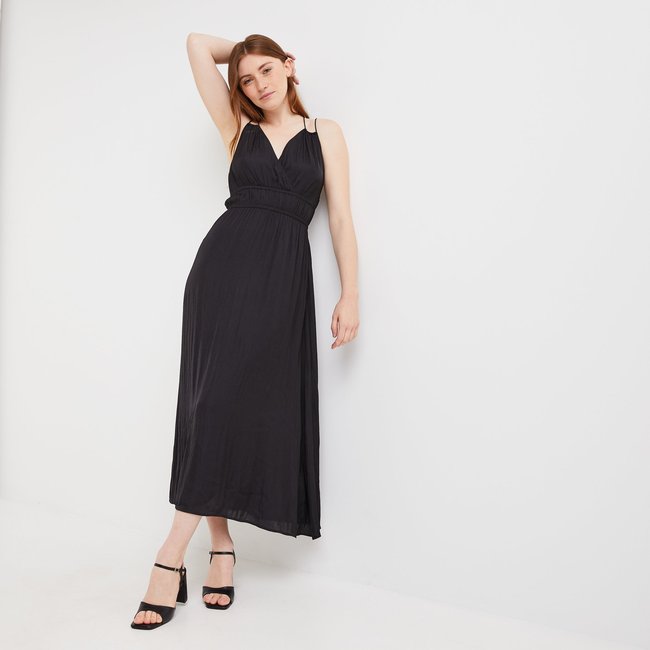 Robe midi satinée élastiquée taille - MONOPRIX
