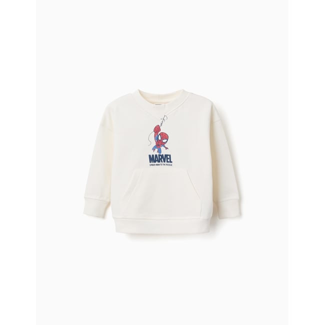 Sweat en coton avec imprimés Spider-Man blanc <span itemprop=