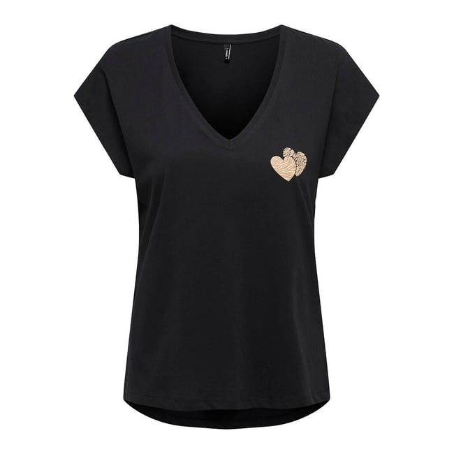 Tshirt col v cœur poitrine  - ONLY