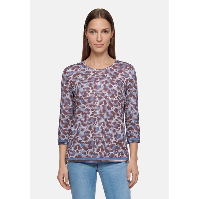 Haut casual à élastique bleu/marron <span itemprop=