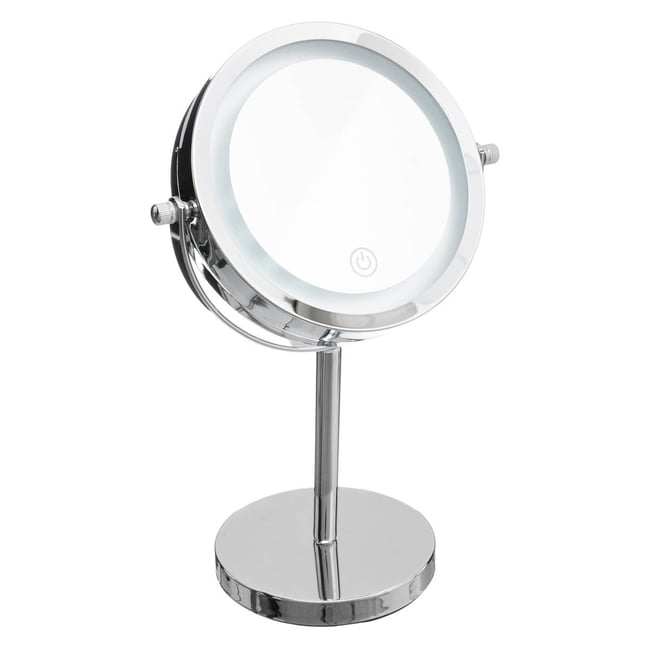 Miroir avec pied chromé LED Couleur argent <span itemprop=