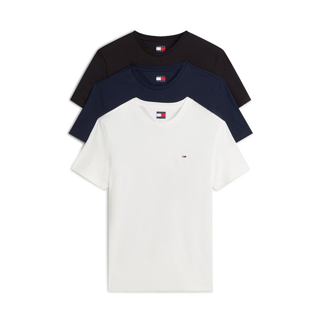 Confezione 3 T-shirt maniche corte nero + blu marino + bianco TOMMY JEANS