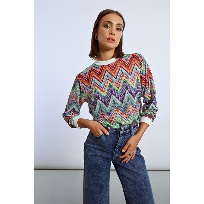 Sweat en maille multico multicolore <span itemprop=