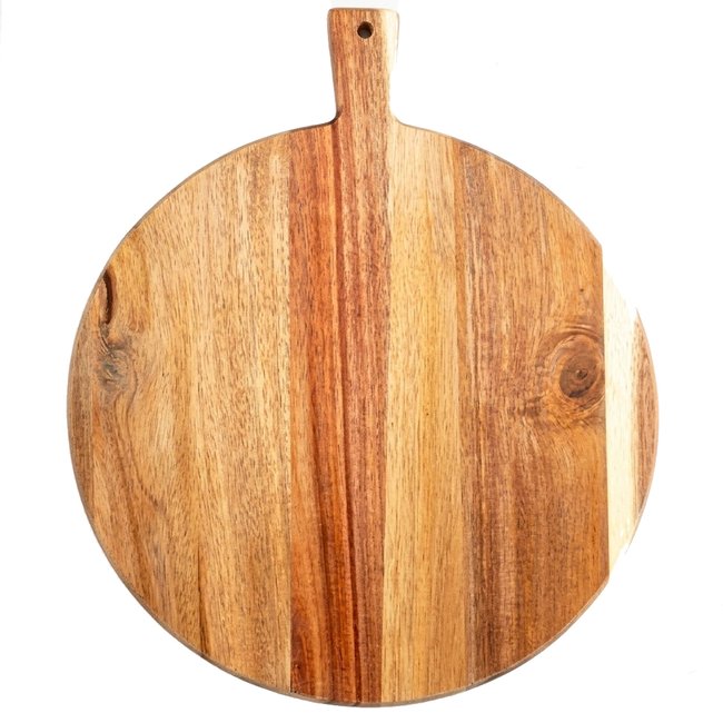 Planche à découper ronde en bois d'acacia 33x33x40cm bois <span itemprop=