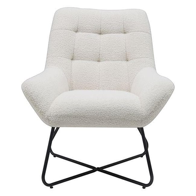 Fauteuil tissu effet laine bouclée  Kami Couleur blanc <span itemprop=