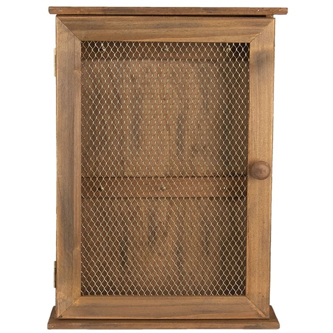 Boîte à clés murale en bois grillagé 28x9x40cm Couleur bois <span itemprop=