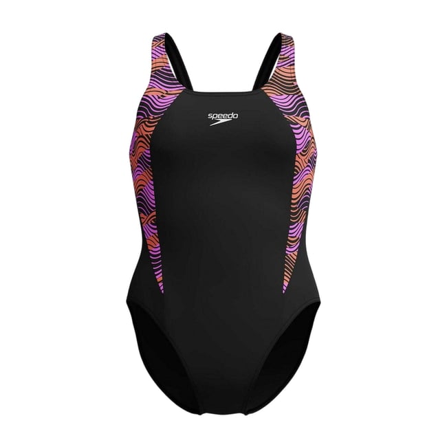 Maillot de bain 1 pièce motif/style imprimé SPLICE noir <span itemprop=
