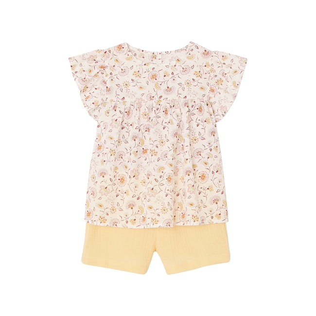 Ensemble blouse imprimée et short en gaze de coton - VERTBAUDET