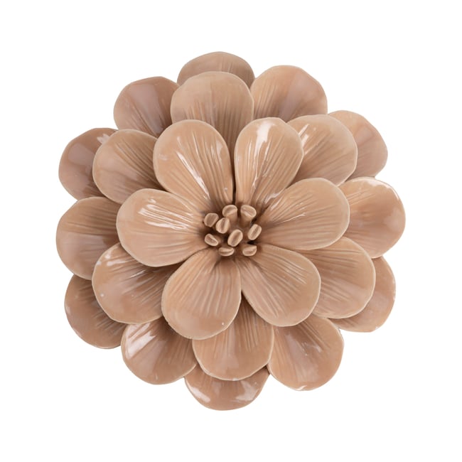 Déco murale fleur céramique 17x16.5x4.7cm Couleur beige <span itemprop=