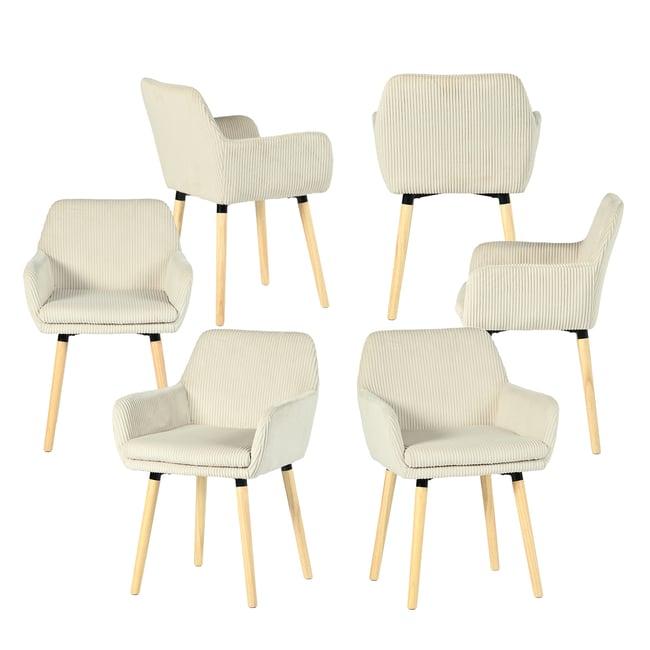 Lot de 6 chaises de salle à manger velours côtelé scandinave, ELIA - MEUBLES COSY