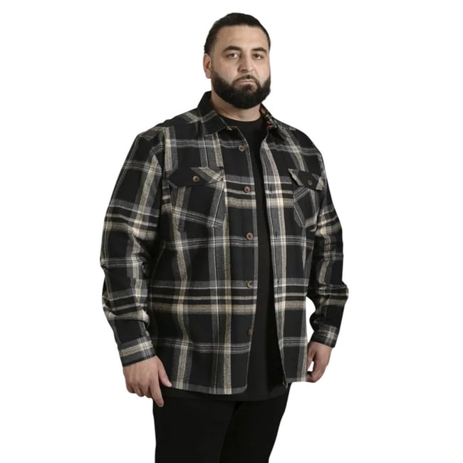 Veste chemise motif/style à carreaux FALKIRK noir <span itemprop=