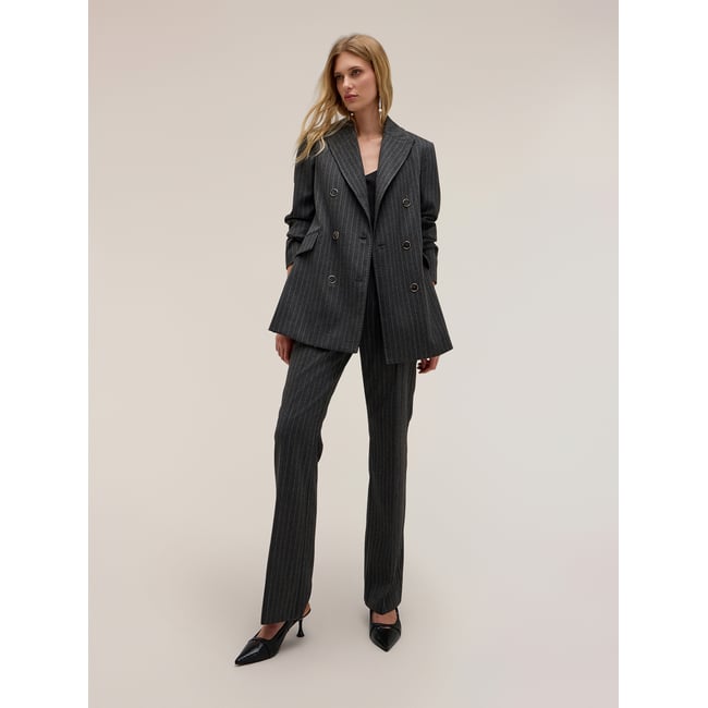 Pantalon flare rayé The Tailoring Lab gris <span itemprop=