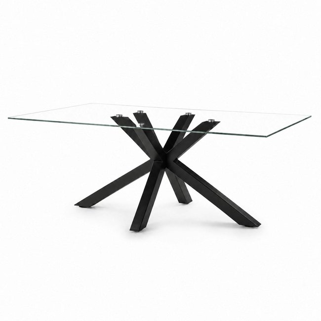 Table en verre pied central 6 places ALBA - PIER IMPORT