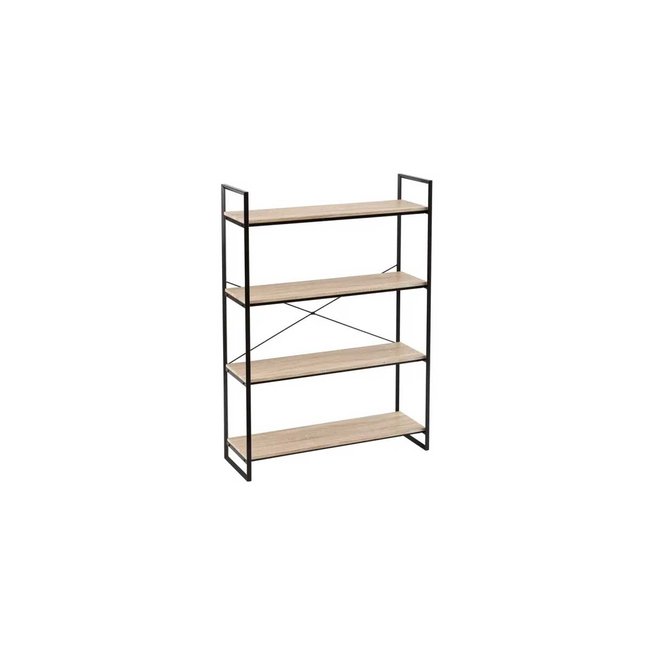 Étagère Métal Noir et Bois 4 Étages Couleur bois <span itemprop=