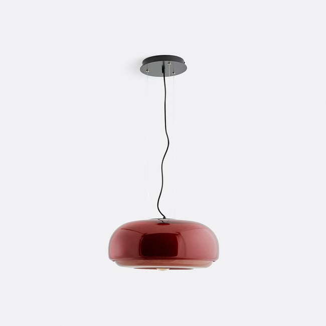 Candeeiro de teto em vidro de cor, Ø45 cm, Kinoko vermelho <span itemprop=