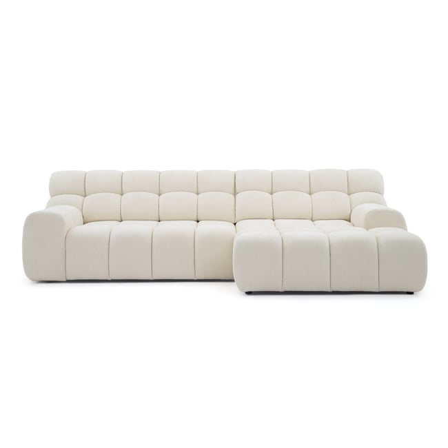 Canapé d'angle convertible 3 places en tissu texturé, ANDRE - BOBOCHIC