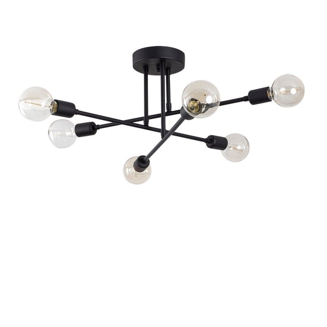 Plafonnier en métal noir 6 ampoules L64 cm - JULIA Couleur noir <span itemprop=