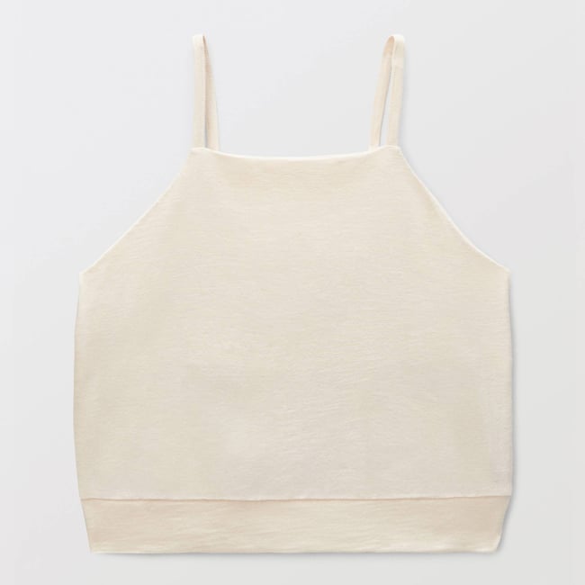 T-shirt crop à bretelles butter cream <span itemprop=