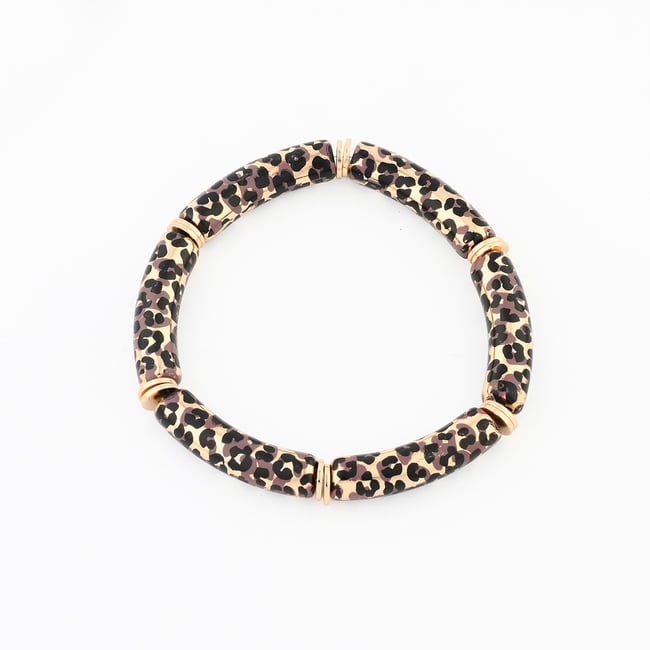 Bracelet tubes Balagane imprimé léopard marron <span itemprop=