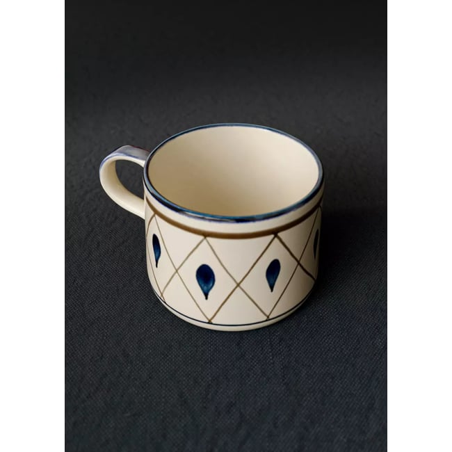 Tasse en grès dessin peint à la main Couleur bleu électrique <span itemprop=