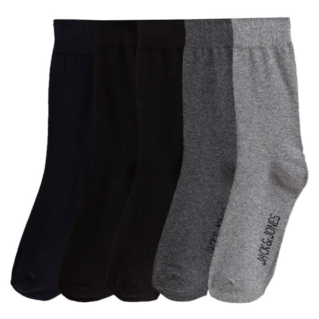 Lote de 5 calcetines negro + gris <span itemprop=