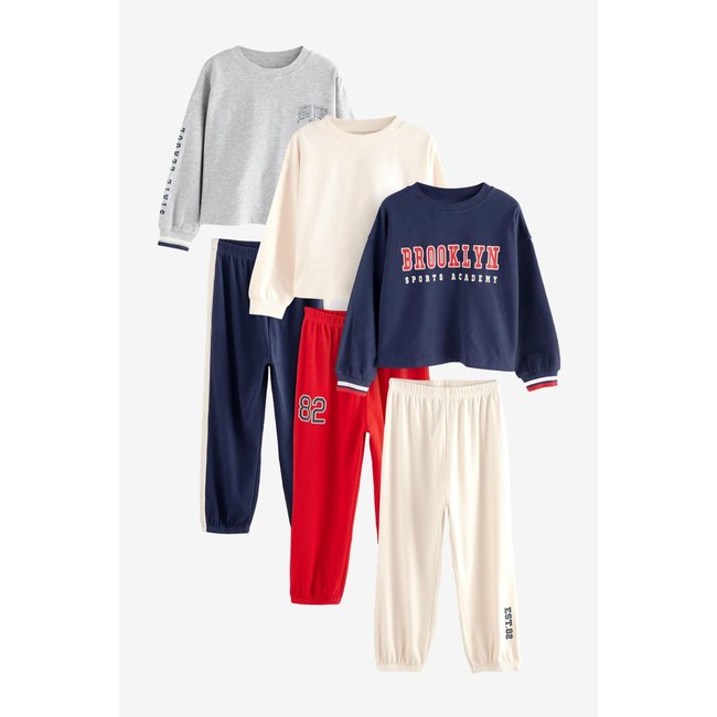 Pyjamas, lot de 3 rouge/bleu <span itemprop=