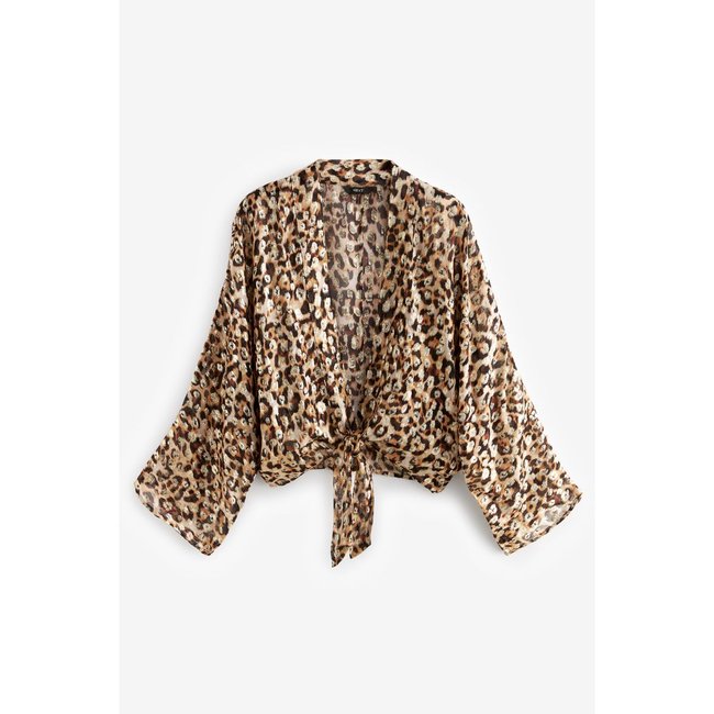 Tunique kimono à nouer sur le devant animal gold sparkle <span itemprop=