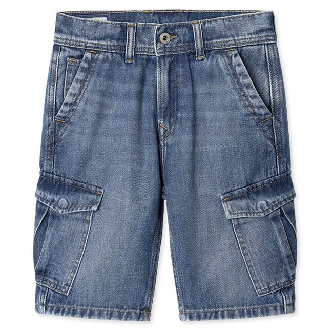 Bermuda En Denim Coupe Décontractée bleu denim rigide 10,5oz <span itemprop=