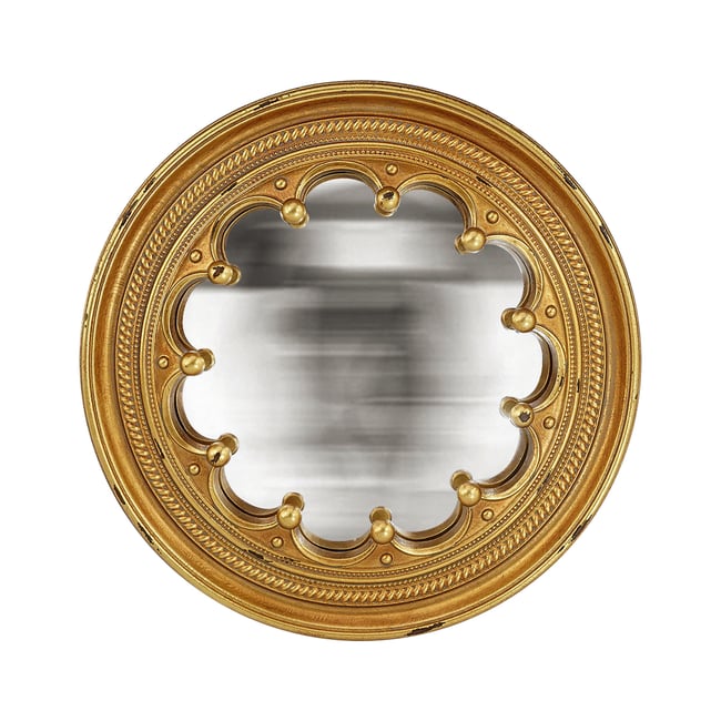 Miroir soleil rond convexe 19cm Couleur or <span itemprop=